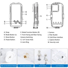 For iPhone 16 Pro Max PULUZ 40m/130ft Waterproof Diving Case with One-way Valve Photo Video Taking Underwater Housing Cover, For iPhone 16 Pro Max (White), For iPhone 16 Pro Max (Transparent)