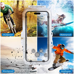 For iPhone 16 Pro Max PULUZ 40m/130ft Waterproof Diving Case with One-way Valve Photo Video Taking Underwater Housing Cover, For iPhone 16 Pro Max (White), For iPhone 16 Pro Max (Transparent)