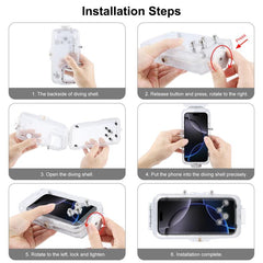 For iPhone 16 Pro Max PULUZ 40m/130ft Waterproof Diving Case with One-way Valve Photo Video Taking Underwater Housing Cover, For iPhone 16 Pro Max (White), For iPhone 16 Pro Max (Transparent)
