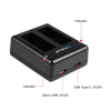 PULUZ USB Dual Batteries Charger for GoPro HERO12 Black /11 Black /10 Black /9 Black, For GoPro Hero11 /10 /9