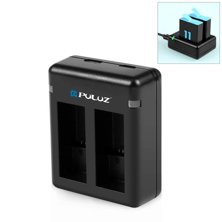 PULUZ USB Dual Batteries Charger for GoPro HERO12 Black /11 Black /10 Black /9 Black, For GoPro Hero11 /10 /9