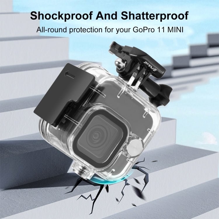 For GoPro Hero11 Mini Black PULUZ 40m Waterproof Housing Protective Case with Buckle Basic Mount & Screw