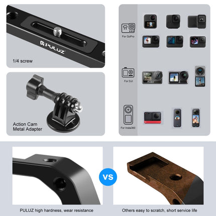 PULUZ Dual Silicone Handles Aluminium Alloy Underwater Diving Rig for GoPro, DJI OSMO Action, Insta360 and Other Action Cameras