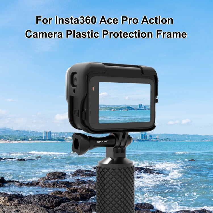 For Insta360 Ace Pro PULUZ Plastic Cage Expansion Adapter Frame with Cold Shoe Base