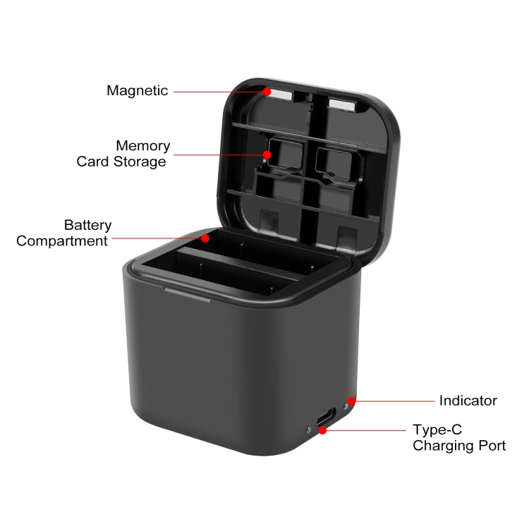 For Insta360 Ace Pro / Ace PULUZ Battery Charging Box Battery & Memory Card Storage Case, Battery Charging Box