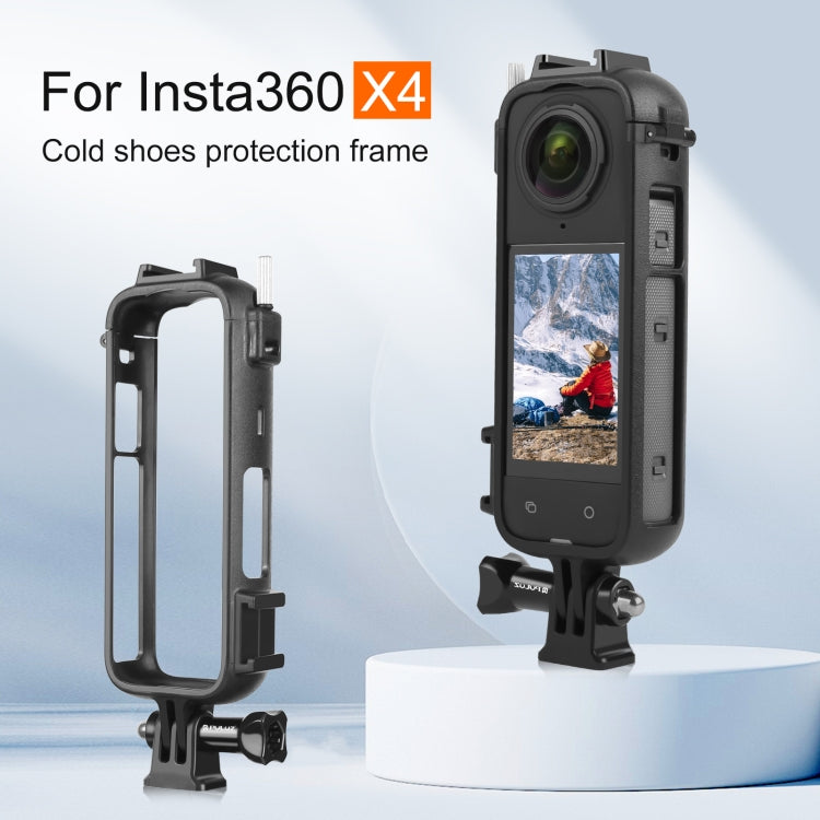 For Insta360 X4 PULUZ Cold Shoe PC Plastic Protective Frame with Adapter Mount & Screw