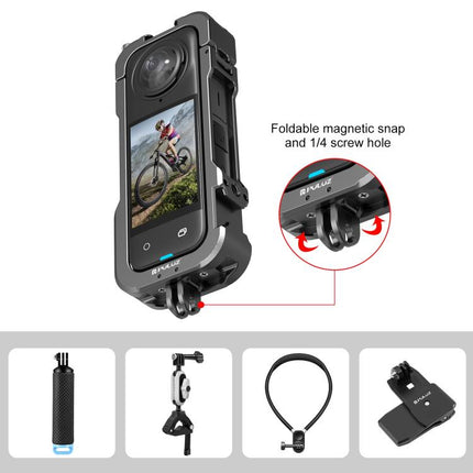 For Insta360 X4 PULUZ Metal Protective Cage Rig Housing Frame with Lens Cover, For Insta360 X4