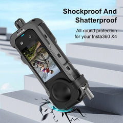 For Insta360 X4 PULUZ Metal Protective Cage Rig Housing Frame with Lens Cover, Metal Protective Cage