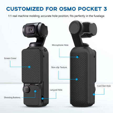 For DJI OSMO Pocket 3 PULUZ  2 in 1 Silicone Cover Case Set with Strap, Silicone Cover(Black)
