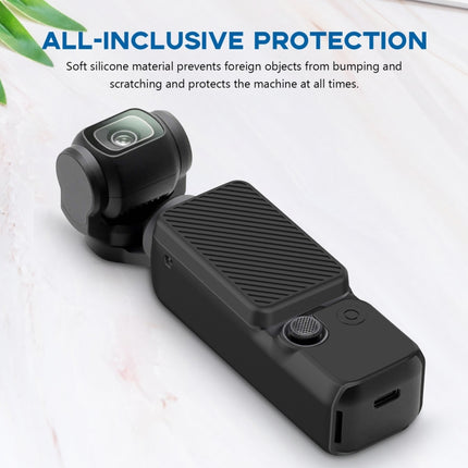For DJI OSMO Pocket 3 PULUZ  2 in 1 Silicone Cover Case Set with Strap, Silicone Cover(Black)