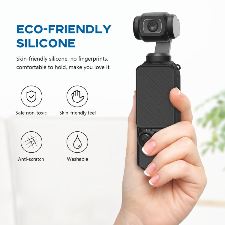 For DJI OSMO Pocket 3 PULUZ  2 in 1 Silicone Cover Case Set with Strap, Silicone Cover(Black), Silicone Cover(Grey), Silicone Cover(Blue)