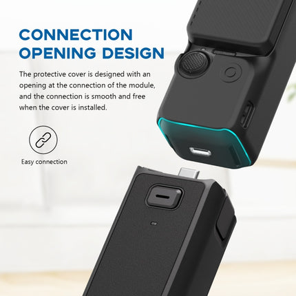 For DJI OSMO Pocket 3 PULUZ  2 in 1 Silicone Cover Case Set with Strap, Silicone Cover(Black)