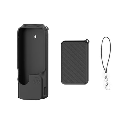 For DJI OSMO Pocket 3 PULUZ  2 in 1 Silicone Cover Case Set with Strap, Silicone Cover(Black)