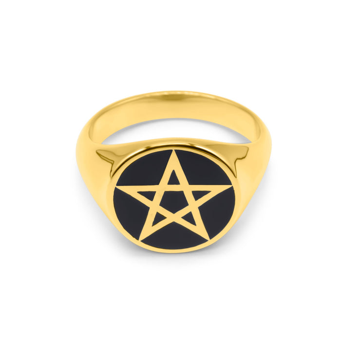 Gold Pentagram Signet Ring