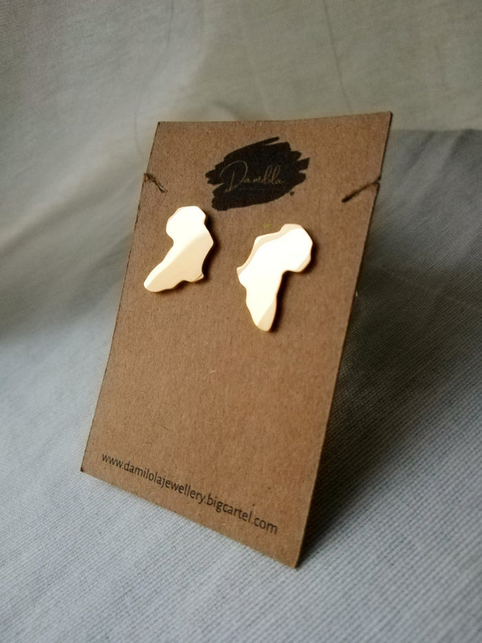 'Lẹwa' Africa Map Stud Earrings - Gold/Silver