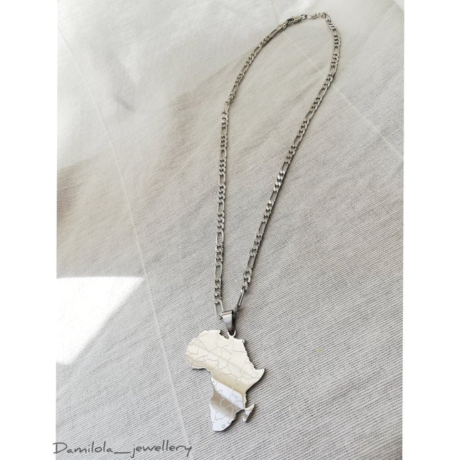 Big Africa Map Necklace 'Isokan' - Gold/Silver