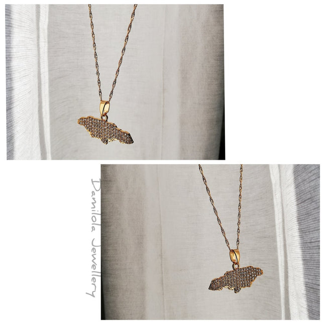 Jamaica Diamanté Map Necklace ‘One Blood’