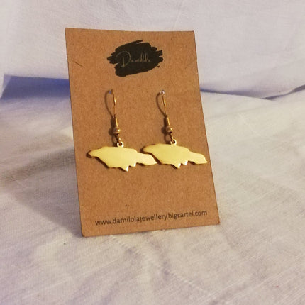 Jamaica studs/dangly - ‘Land We Love’ gold/silver