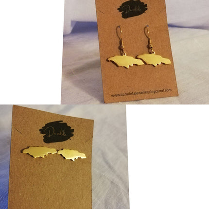 Jamaica studs/dangly - ‘Land We Love’ gold/silver