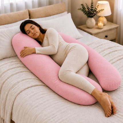 12 Ft Maternity Pillow And Case - Light Pink