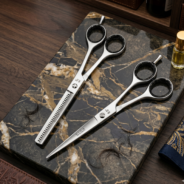 Haircut & Thinning Scissors Set - Silver 6.5 Inch