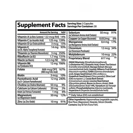 PureNature Cognifen - Memory Support Nootropic with Bacopa, Phosphatidylserine, Huperzine A, DHA, Choline and More - Non-GMO, Gluten-Free, 60 Capsules