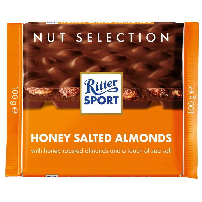 Ritter Sport milk chocolate with honey, salt and almonds bar