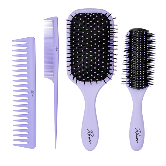 Detangling Hair Brush Set - Purple