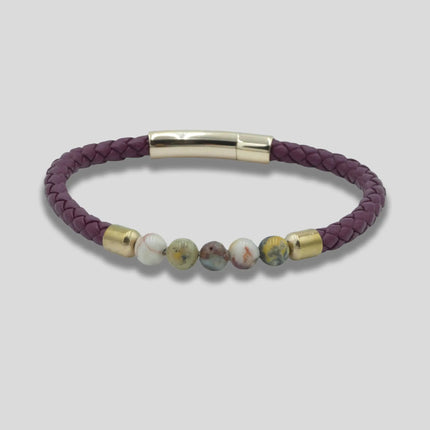 Red Leather Bracelet with Beads