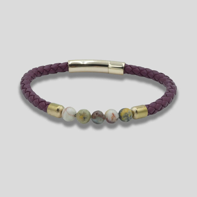 Red Leather Bracelet with Beads