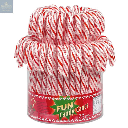 Red and white cherry flavoured candy canes in display bucket (12.8cm) 13g