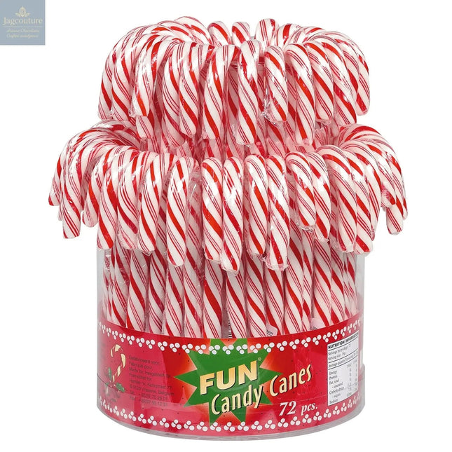 Red and white cherry flavoured candy canes in display bucket (12.8cm) 13g