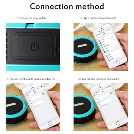 C6 Outdoor Waterproof Bluetooth Speaker with Suction, Support Hands-free Calling