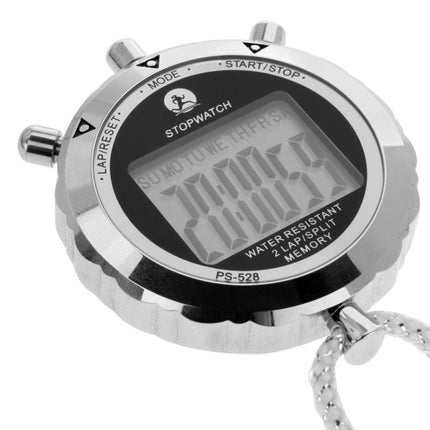 PS528 Metal Stopwatch Professional Chronograph Handheld Digital LCD Sports Counter Timer with Strap, PS528