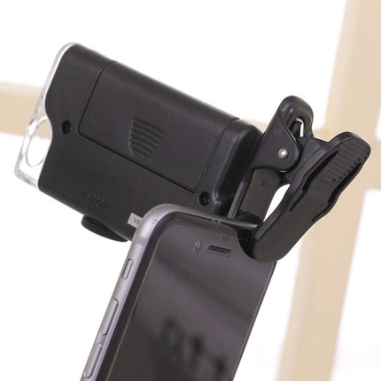 60X-100X Times Phone Microscope Clip Magnifying Jewelry Loupe With LED Light, 60X-100X Clip