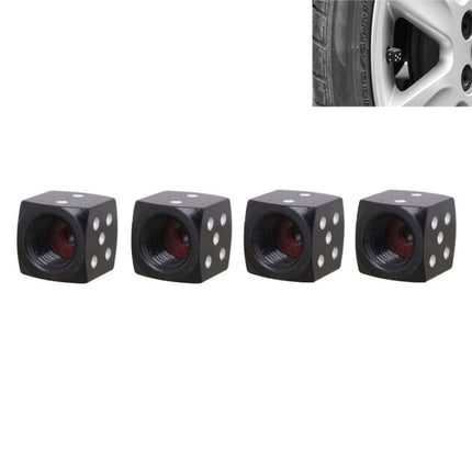 Universal 8mm Dice Style Aluminium Alloy Car Tire Valve Caps, Pack of 4