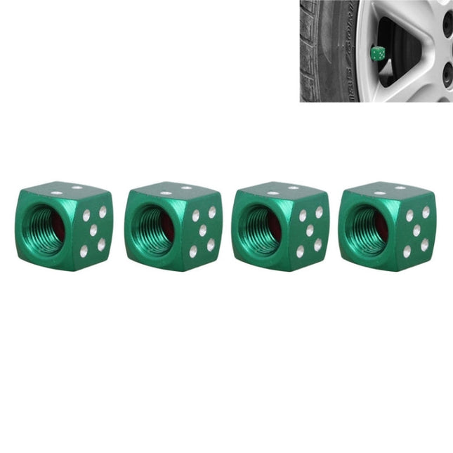 Universal 8mm Dice Style Aluminium Alloy Car Tire Valve Caps, Pack of 4