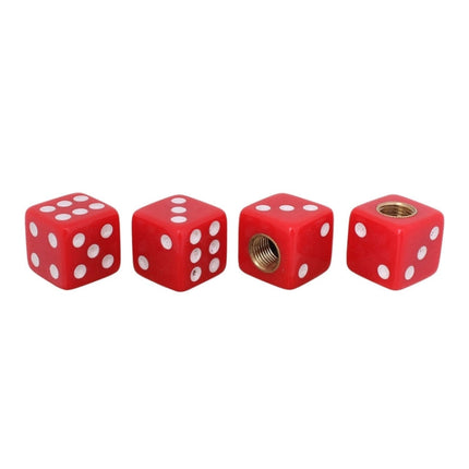 Universal 8mm Dice Style Plastic Car Tire Valve Caps, Pack of 4, Dice Shape 3, Dice Style 3
