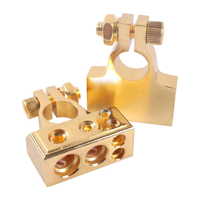 Positive & Negative Set 0 / 4 / 8 AWG Car Battery Terminals, 0 / 4 / 8 AWG, 0 / 4 / 8 AWG (Silver)