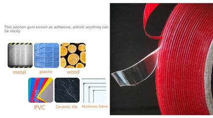 Universal Transparent Double Sided Adhesive Tape, Width: 0.8cm, Length: 10m, 10m×0.8cm