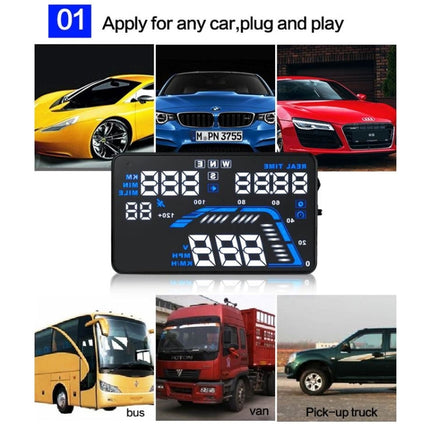 Q7 5.5 inch Car GPS HUD Vehicle-mounted Head Up Display Security System, Support Speed & Real Time & Altitude & Over Speed Alarm & Satellite Number, etc., Q7