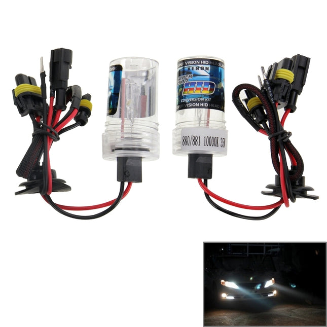 DC12V 35W H27/880/881 HID Xenon Light Single Beam Super Vision Waterproof Head Lamp, Color Temperature: 6000K, Pack of 2, 880/881
