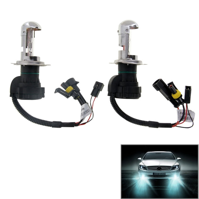 DC12V 35W H4-3 HID Xenon Light Single Beam Super Vision Waterproof Head Lamp with One Cable, Color Temperature: 6000K, Pack of 2, H4