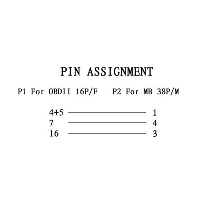 16 Pin to 38 Pin OBDII Diagnostic Cable for Mercedes Benz Sprinter, 16 Pin to 38 Pin for Mercedes Benz