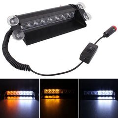 8W 800LM 8-LED 3-Modes Adjustable Angle Car Strobe Flash Dash Emergency Light Warning Lamp with Suckers, DC 12V