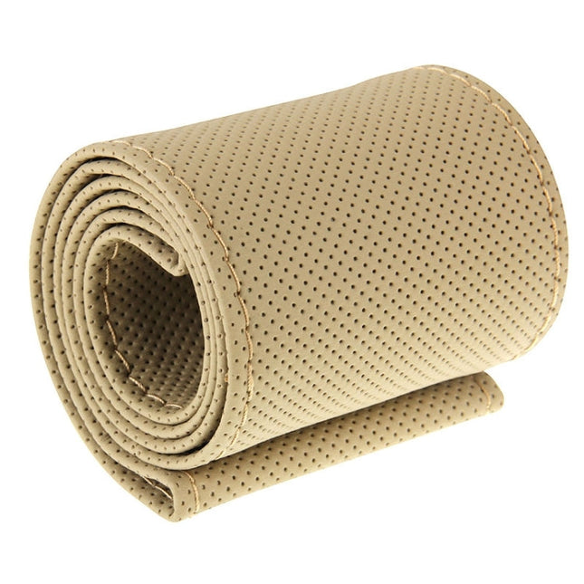 PU Leather Steering Wheel Cover With Needle and Thread, Size: 54x10.5cm