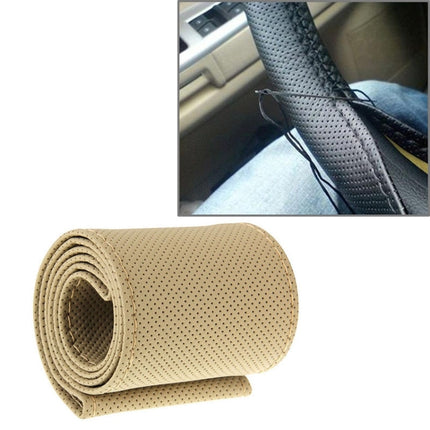 PU Leather Steering Wheel Cover With Needle and Thread, Size: 54x10.5cm, S-CMS-7771A, S-CMS-7771B