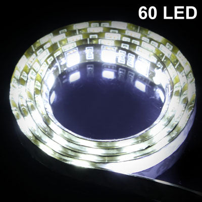 White 60 LED 5050 SMD Waterproof Flexible Car Strip Light, DC 12V, Length: 1m, S-CMS-8113R, S-CMS-8113W