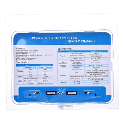 2 PCS HD 205C Coaxial CVI/TVI/AHD 1CH Passive Transceiver Video Balun, 205C