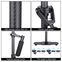 PULUZ 38.5-61cm Carbon Fiber Handheld Stabilizer for DSLR & DV Digital Video & Cameras, Capacity Range 0.5-3kg, S60T Black, S60T Blue, S60T Red, S60T Green, S60T Orange